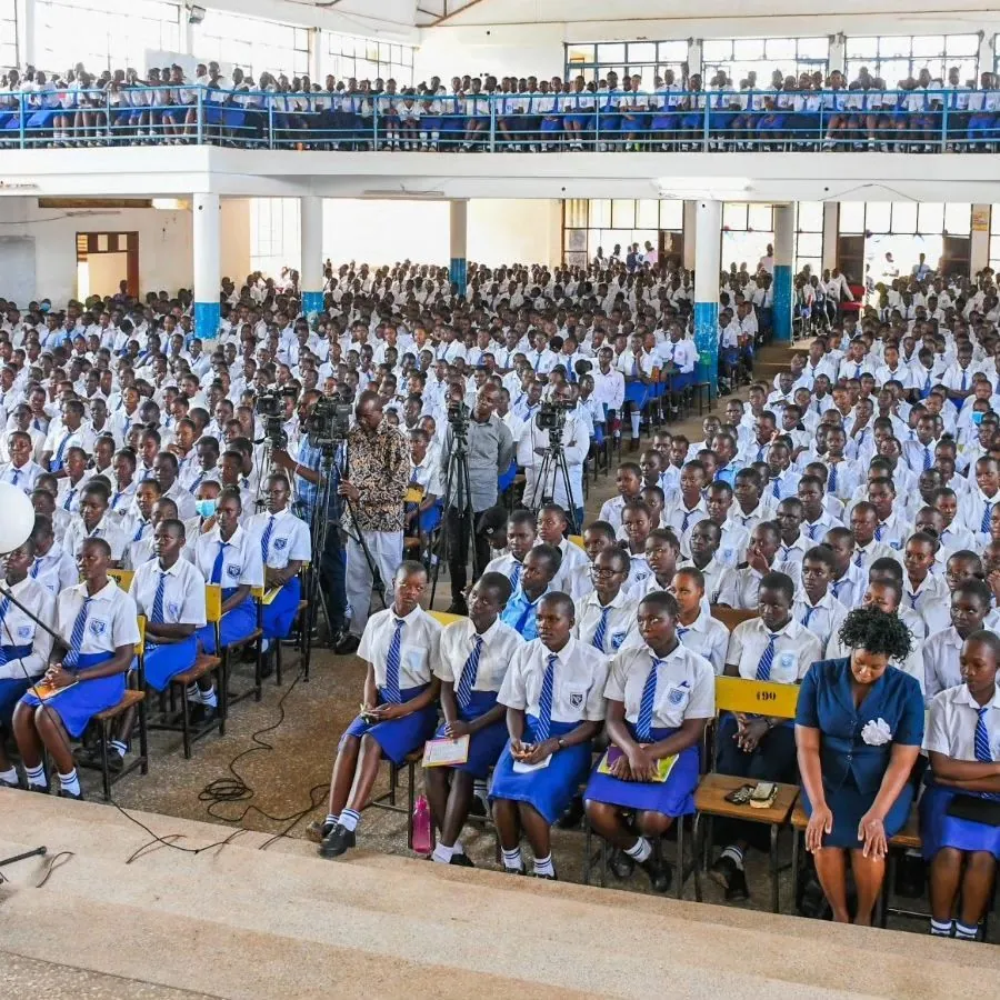 A hall full of secondary school students at an event