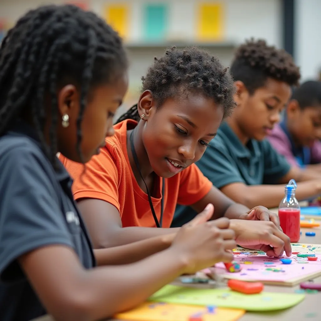 Young people working together on a hands-on project